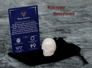 Hexenshop Dark Phönix Rosenquarz Kristallschädel Howe Totenkopf Halbedelstein